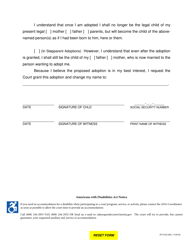 Form 2F-P-222 &quot;Consent by Child (Age 10 or Over) to Adoption&quot; - Hawaii, Page 2