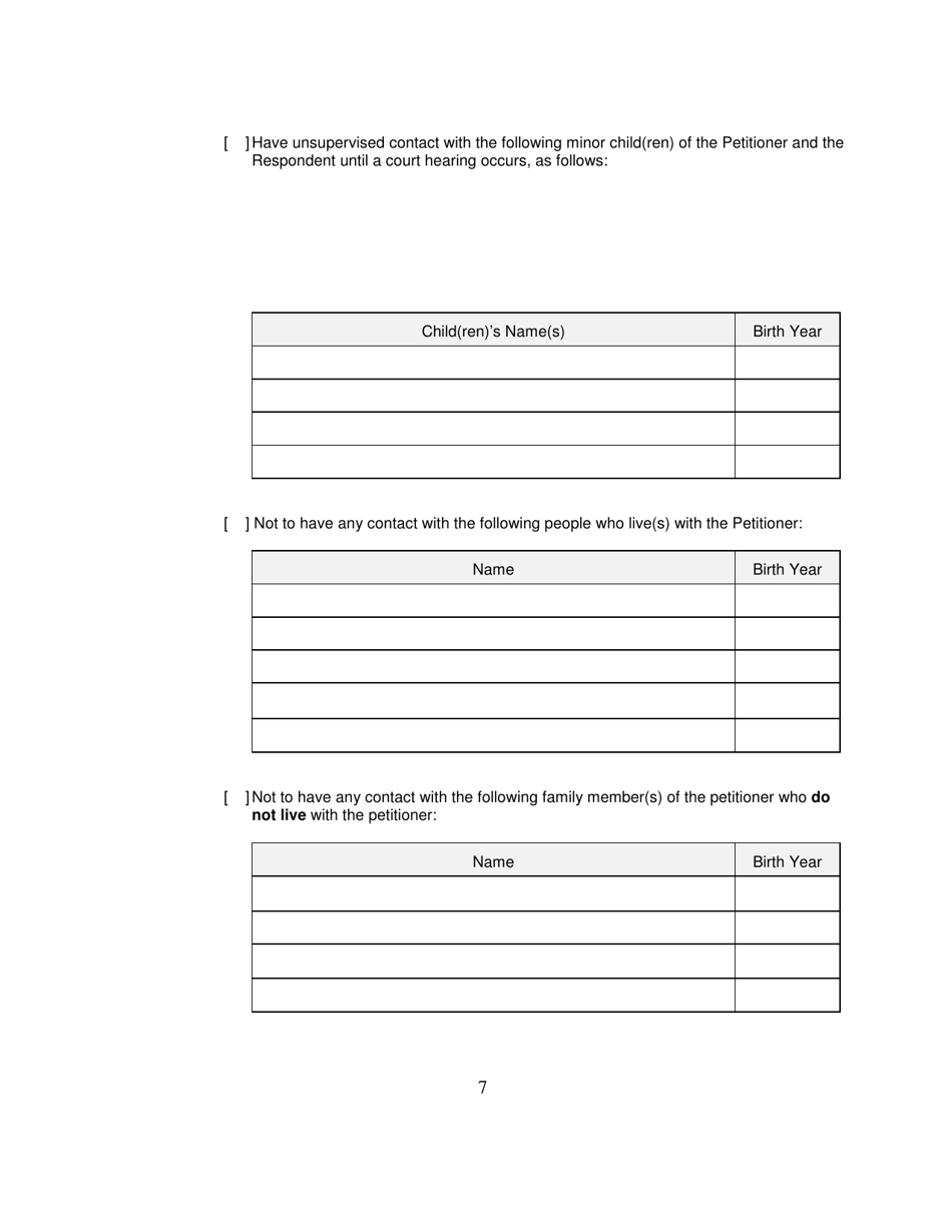 Form 2F-P-471 Ex-parte Petition for an Hrs 586 Temporary Restraining Order - Hawaii, Page 7
