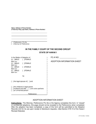 Form 2F-P-219 Adoption Information Sheet - Hawaii
