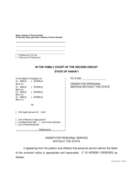 Document preview: Form 2F-P-214 Order for Personal Service Without the State - Hawaii