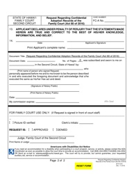 Form 2F-P-210 Request Regarding Confidential Adoption Records of the Family Court (Act 80 of 2016) - Hawaii, Page 2