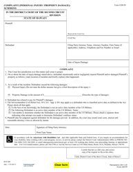 Document preview: Form 2DC09 Complaint (Personal Injury/Property Damage); Summons - Hawaii