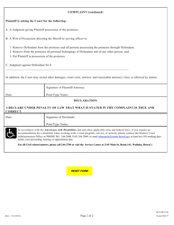 Form 2DC57 Complaint (Ejectment, Damages); Declaration; Exhibit; Summons - Hawaii, Page 2