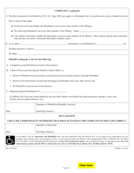 Form 2DC08 Complaint (Assumpsit, Summary Possession/Landlord-Tenant, Damages); Declaration; Exhibit(S); Summons - Hawaii, Page 2