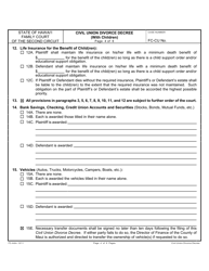 Form 2F-P-420 Civil Union Divorce Decree With Children - Hawaii, Page 4