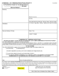 Document preview: Form 2DC49 Subpoena or Subpoena Duces Tecum; Exhibit a - Hawaii