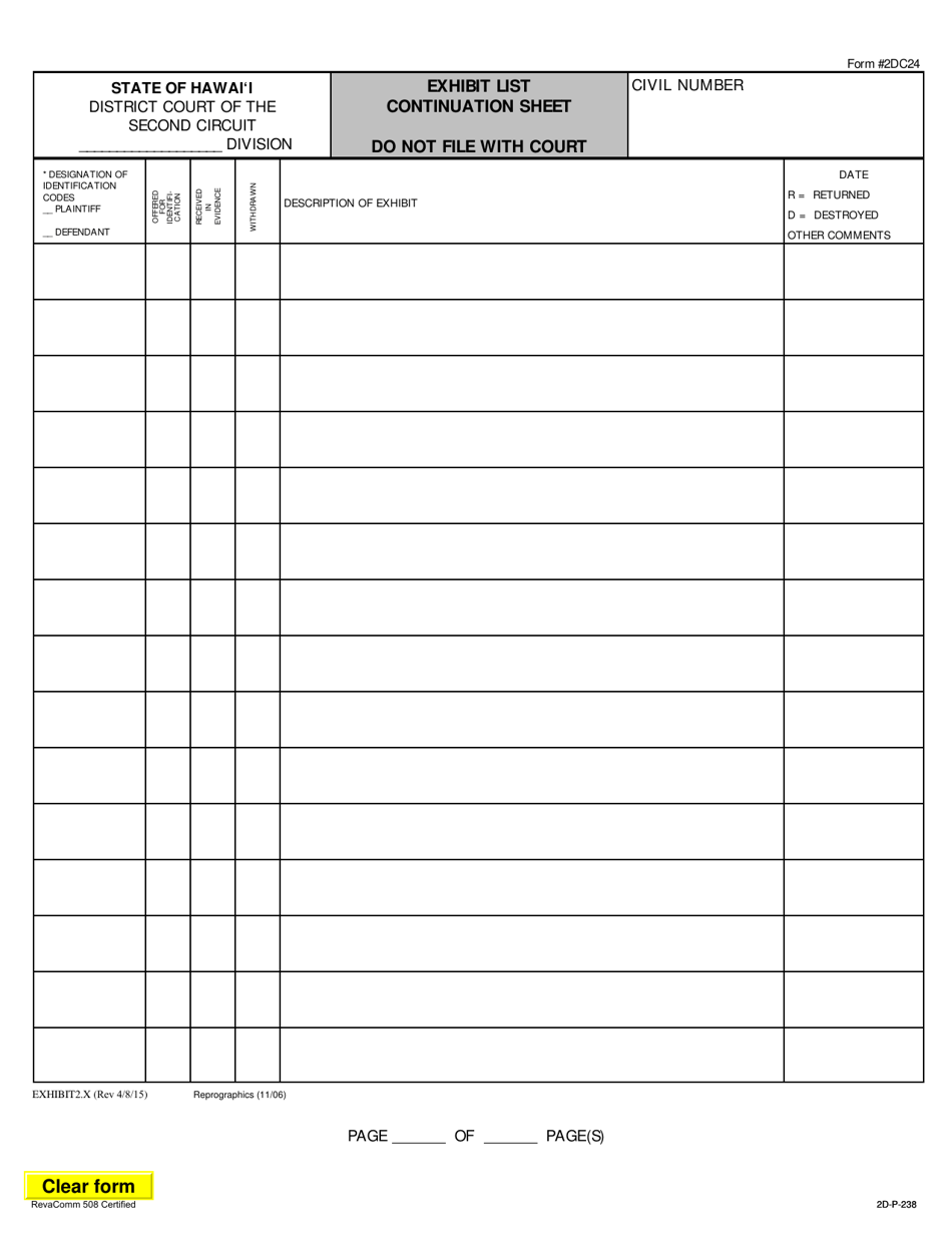 Form 2DC24 - Fill Out, Sign Online and Download Fillable PDF, Hawaii ...