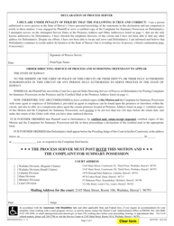 Form 2DC40 Ex Parte Motion for Service of Process by Posting and by Certified Mail; Declaration; Declaration of Process Server; Order Directing Service of Process and Appearance of Defendant(S) (For Summary Possession Complaints Only) - Hawaii, Page 2