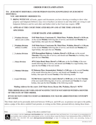 Form 2DC44 Ex Parte Motion for Examination of Judgment Debtor(S) or Person Having Knowledge of Judgment Debtor(S); Declaration; Order for Examination; Exhibit(S) - Hawaii, Page 2