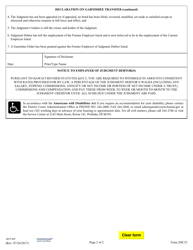 Form 2DC33 Affidavit on Garnishee Transfer; Exhibit(S) Notice to Employer of Judgment Debtor(S); Garnishee Information - Hawaii, Page 2