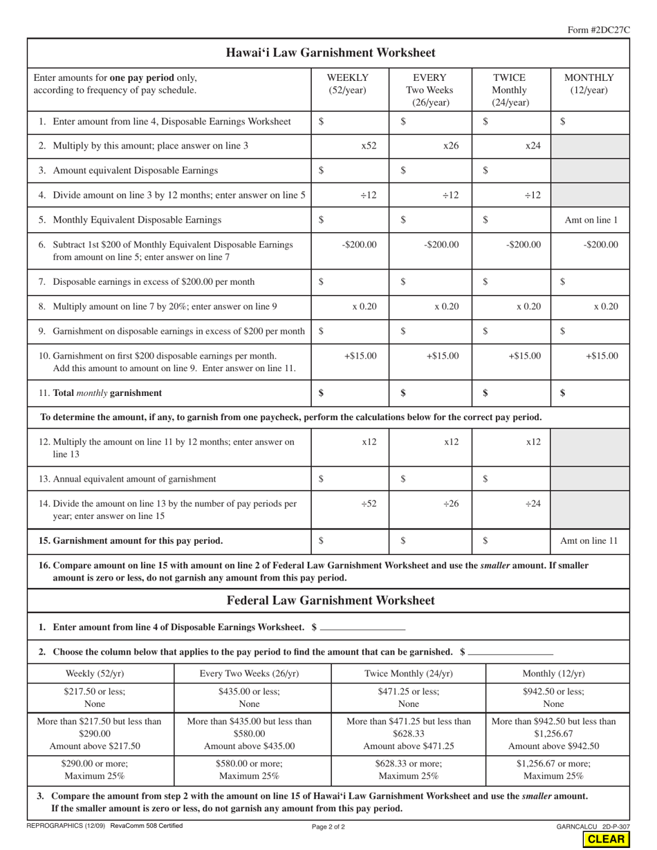 Form 2dc27c Fill Out Sign Online And Download Fillable Pdf Hawaii Templateroller 0443