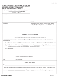 Document preview: Form 2DC27B Judgment Debtor(S)'s Motion Return/Release of Wages Exempt From Garnishment; Notice of Motion; Certificate of Service; Garnishment Calculation Worksheet; Exhibit "a" - Hawaii