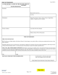 Form 2DC54 Writ of Possession - Hawaii