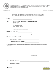 Form 3C-P-395 &quot;Settlement Prior to Arbitration Hearing&quot; - Hawaii