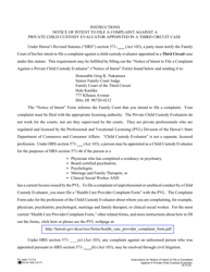 Document preview: Instructions for Form 3F-P-350 Notice of Intent to File a Complaint Against a Private Child Custody Evaluator - Hawaii