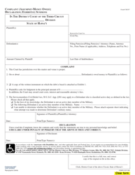 Document preview: Form 3DC07 Complaint (Assumpsit-Money Owed); Declaration; Exhibit(S); Summons - Hawaii