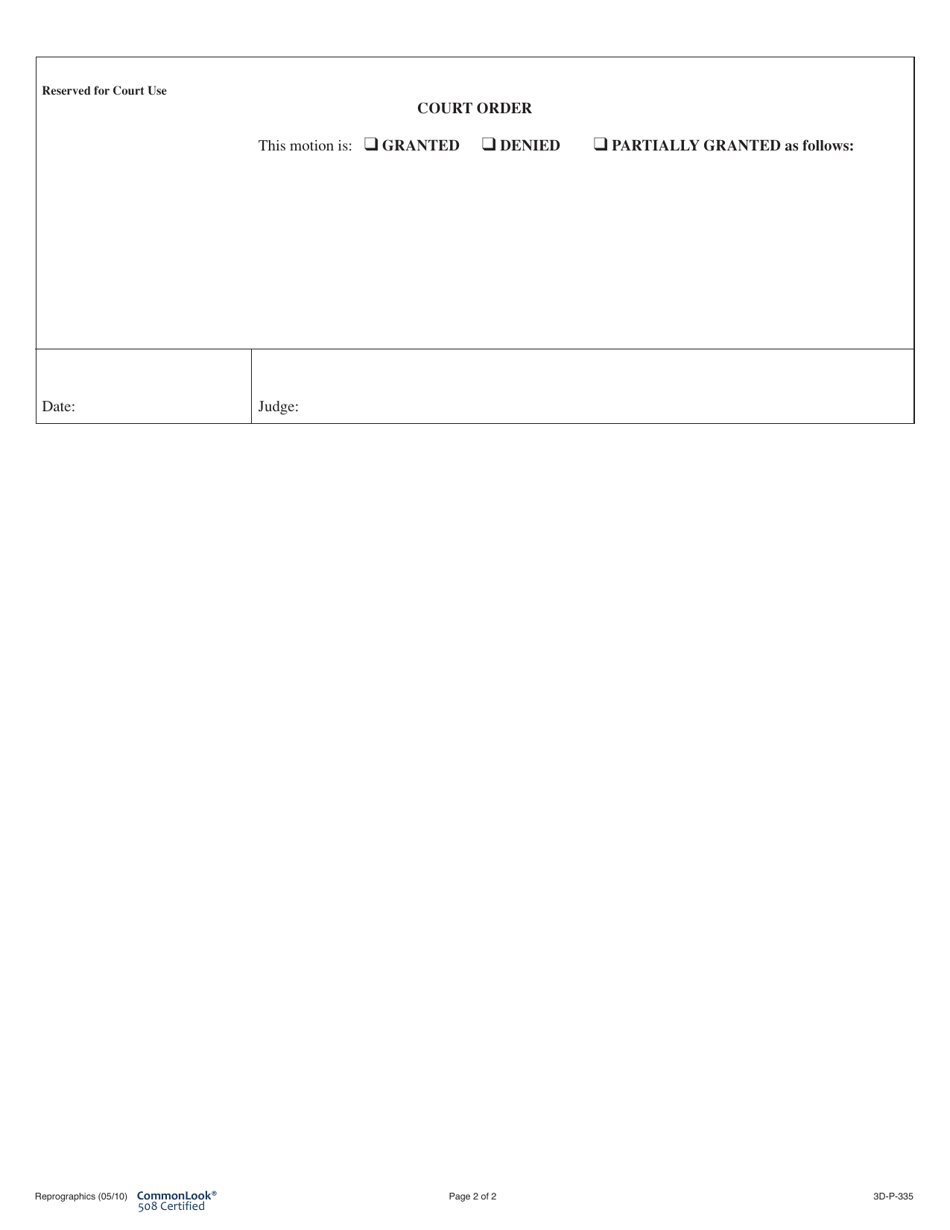 Form 3DC15 Plaintiffs / Defendants Ex Parte Motion - Hawaii, Page 2