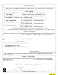 Form 3DC41 Motion for Reconsideration or New Trial; Declaration; Notice of Motion; Certificate of Service - Hawaii, Page 2