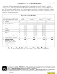 Document preview: Form 3DC27C Garnishment Calculation Worksheet - Hawaii