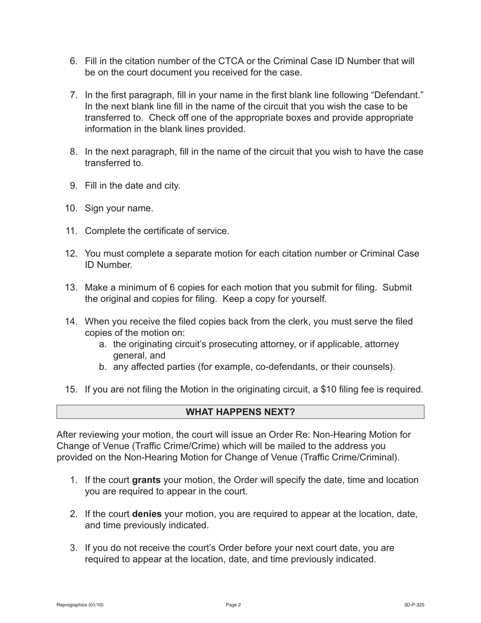 Form 3D-P-325 Non-hearing Motion for Change of Venue (Traffic Crime / Crime); Certificate of Service - Hawaii, Page 4