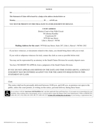 Form 5DC05 Statement of Claim and Notice (Disagreement About Security Deposit-Residential) - Hawaii, Page 2