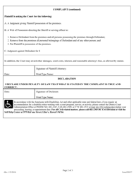 Form 5DC57 Complaint (Ejectment, Damages); Declaration; Exhibit; Summons - Hawaii, Page 2