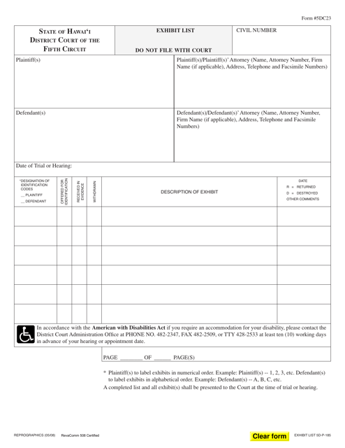Form 5DC23  Printable Pdf