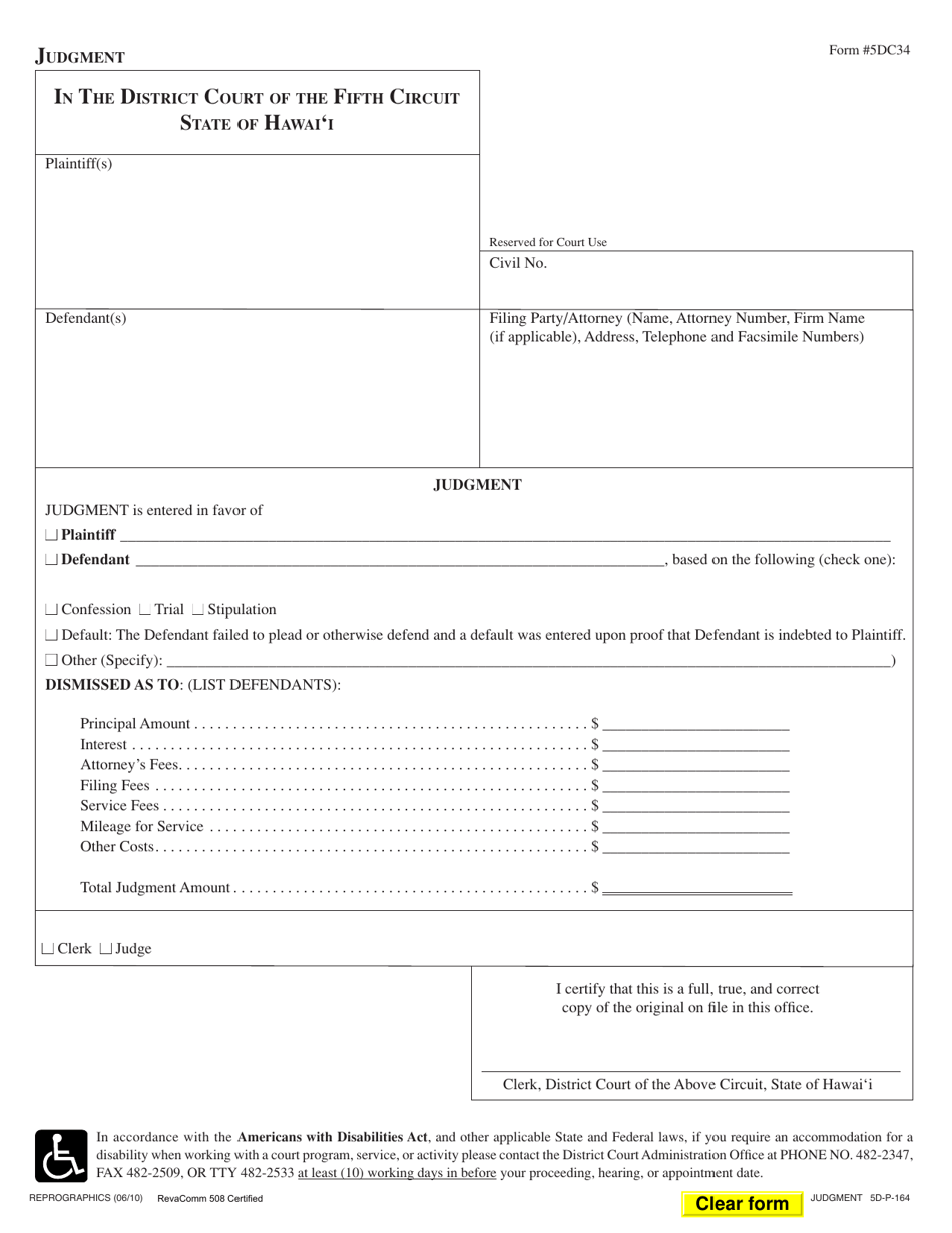 Form 5DC34 - Fill Out, Sign Online and Download Fillable PDF, Hawaii ...