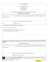 Form 5DC27B Exhibit A Judgment Debtor(S)&#039;s Motion Return/Release of Wages Exempt From Garnishment; Notice of Motion; Certificate of Service; Garnishment Calculation Worksheet - Hawaii, Page 2