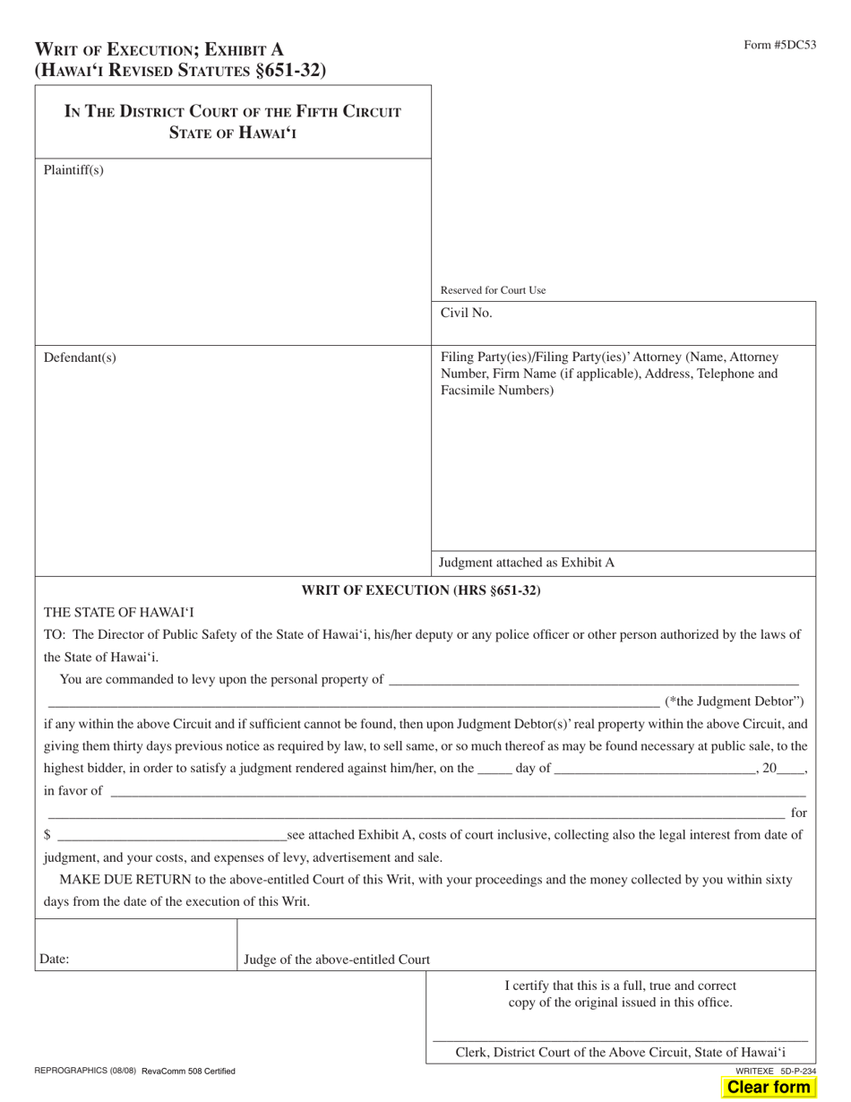 Form 5DC53 Exhibit A Fill Out, Sign Online and Download Fillable PDF