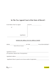 Document preview: Form LTE009 Notice of Appeal: Regular Claims Form - Hawaii