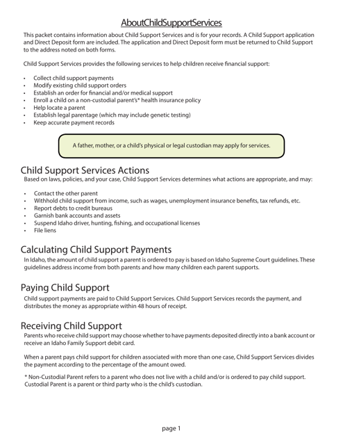 Application for Child Support Services - Idaho