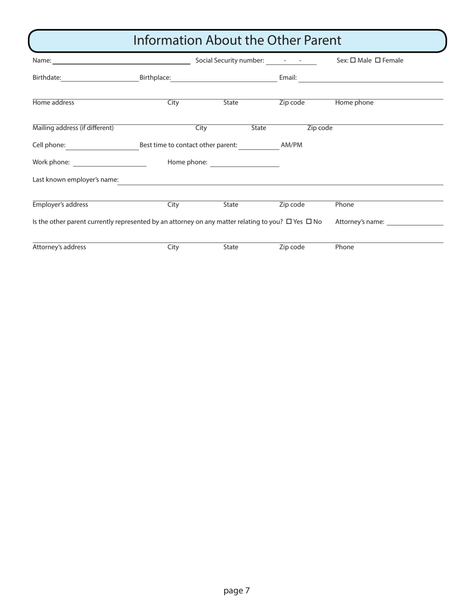 Application for Child Support Services - Idaho, Page 7