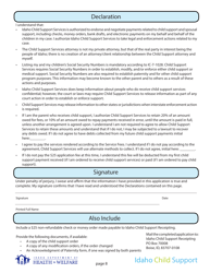 Application for Child Support Services - Idaho, Page 8