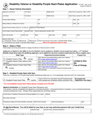 Form ITD3397 Disability Veteran or Disability Purple Heart Plates Application - Idaho