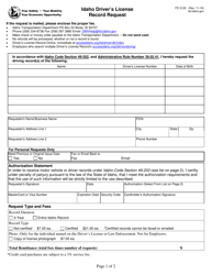 Form ITD3120 Idaho Driver&#039;s License Record Request - Idaho