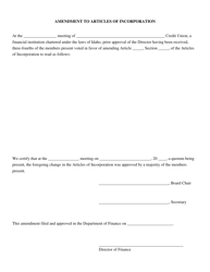 Document preview: Amendment Certification Form - Articles of Incorporation (Membership Vote) - Idaho