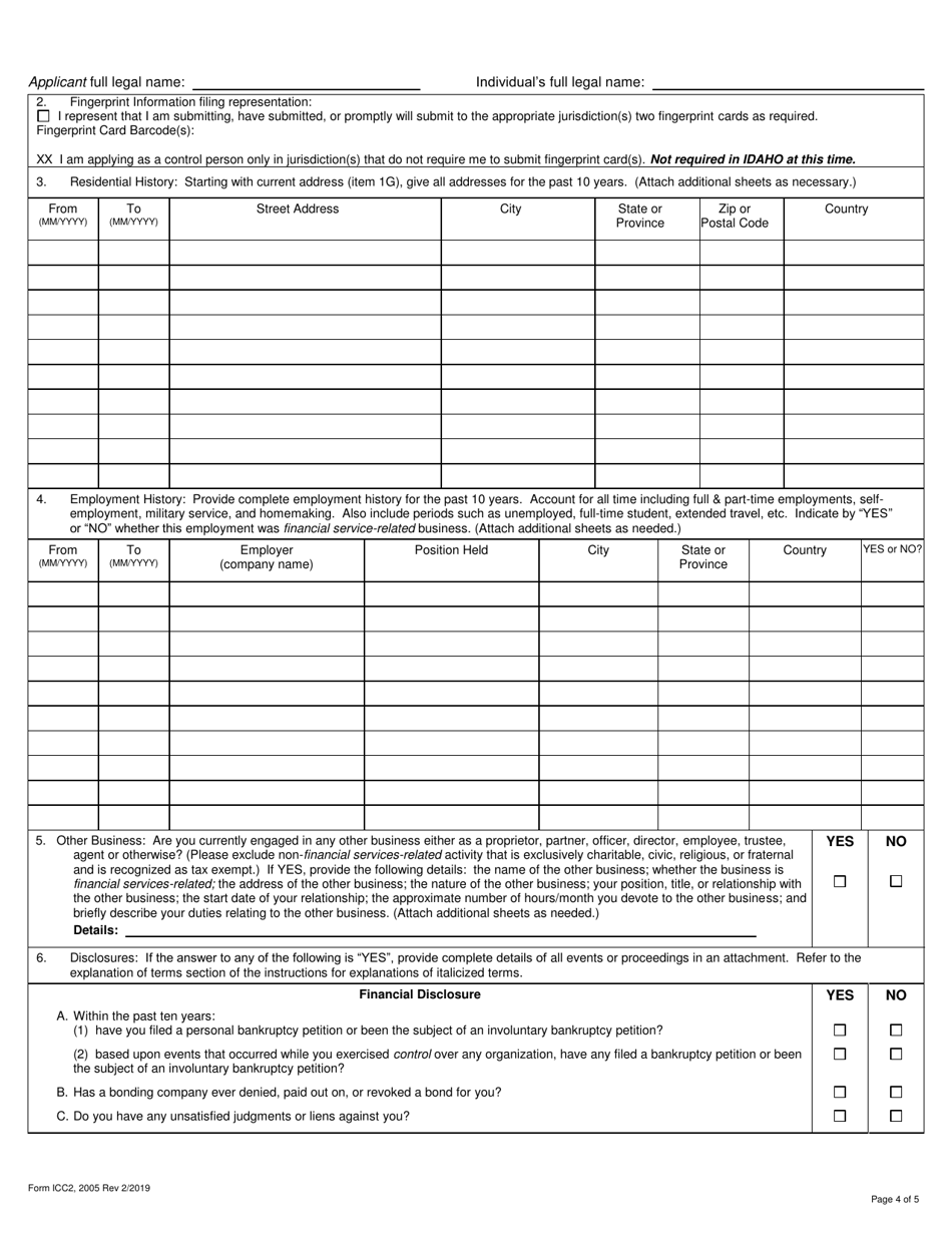 Form ICC2 - Fill Out, Sign Online and Download Printable PDF, Idaho ...