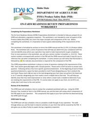 On-Farm Readiness Review Preparedness Worksheet - Idaho