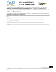 On-Farm Readiness Review Preparedness Worksheet - Idaho, Page 2