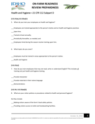 On-Farm Readiness Review Preparedness Worksheet - Idaho, Page 6