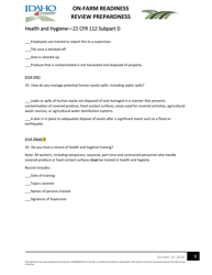 On-Farm Readiness Review Preparedness Worksheet - Idaho, Page 9