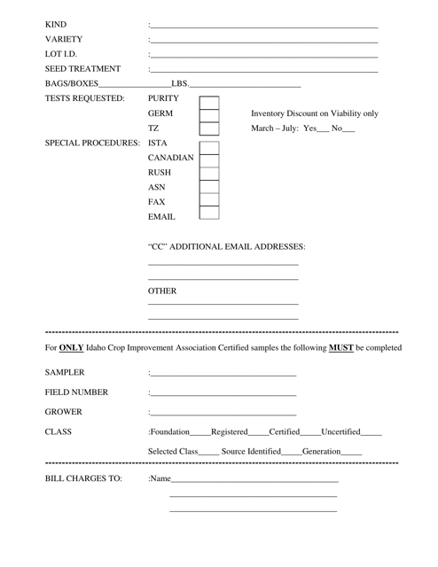 Sample Submission Form - Idaho Download Pdf
