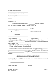 Form CAO FL2-2 &quot;Affidavit of Service&quot; - Idaho