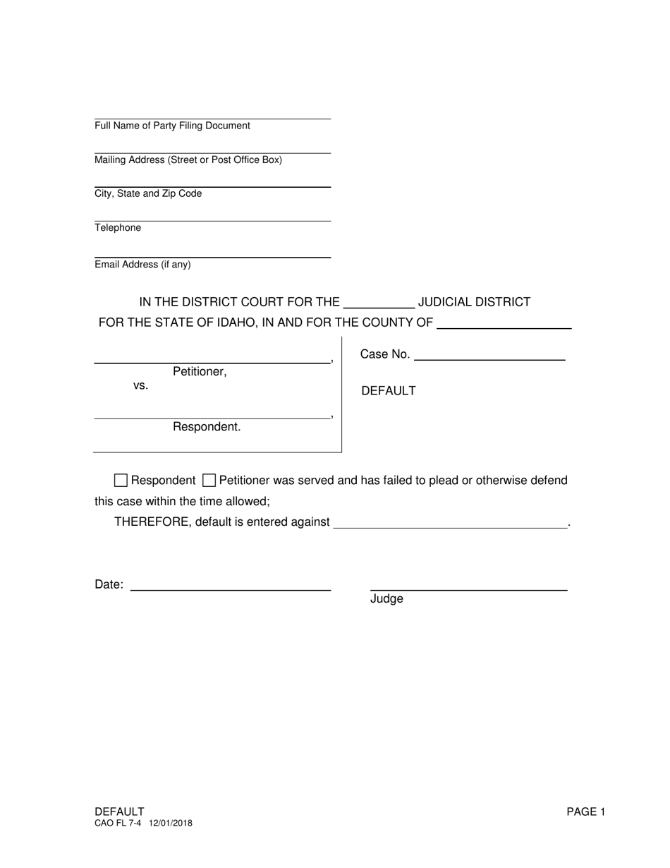 Form CAO FL7-4 Default - Idaho, Page 1