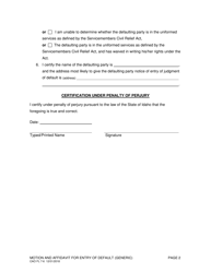 Form CAO FL7-6 Motion and Affidavit for Entry of Default - Idaho, Page 2