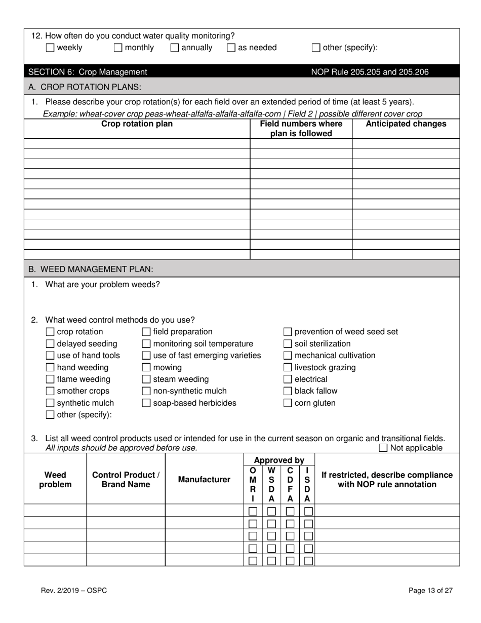 Organic System Plan for Crops - Idaho, Page 13