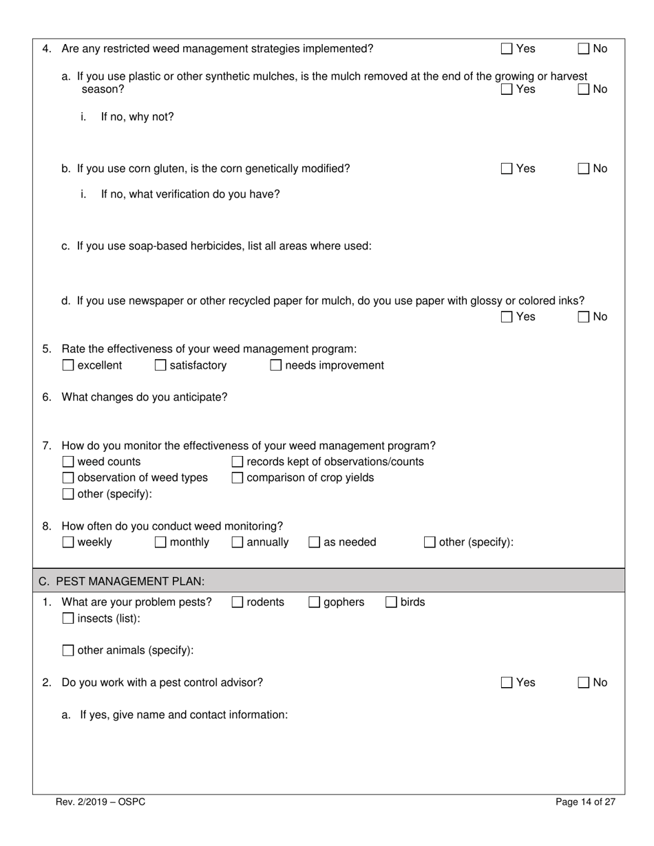 Organic System Plan for Crops - Idaho, Page 14