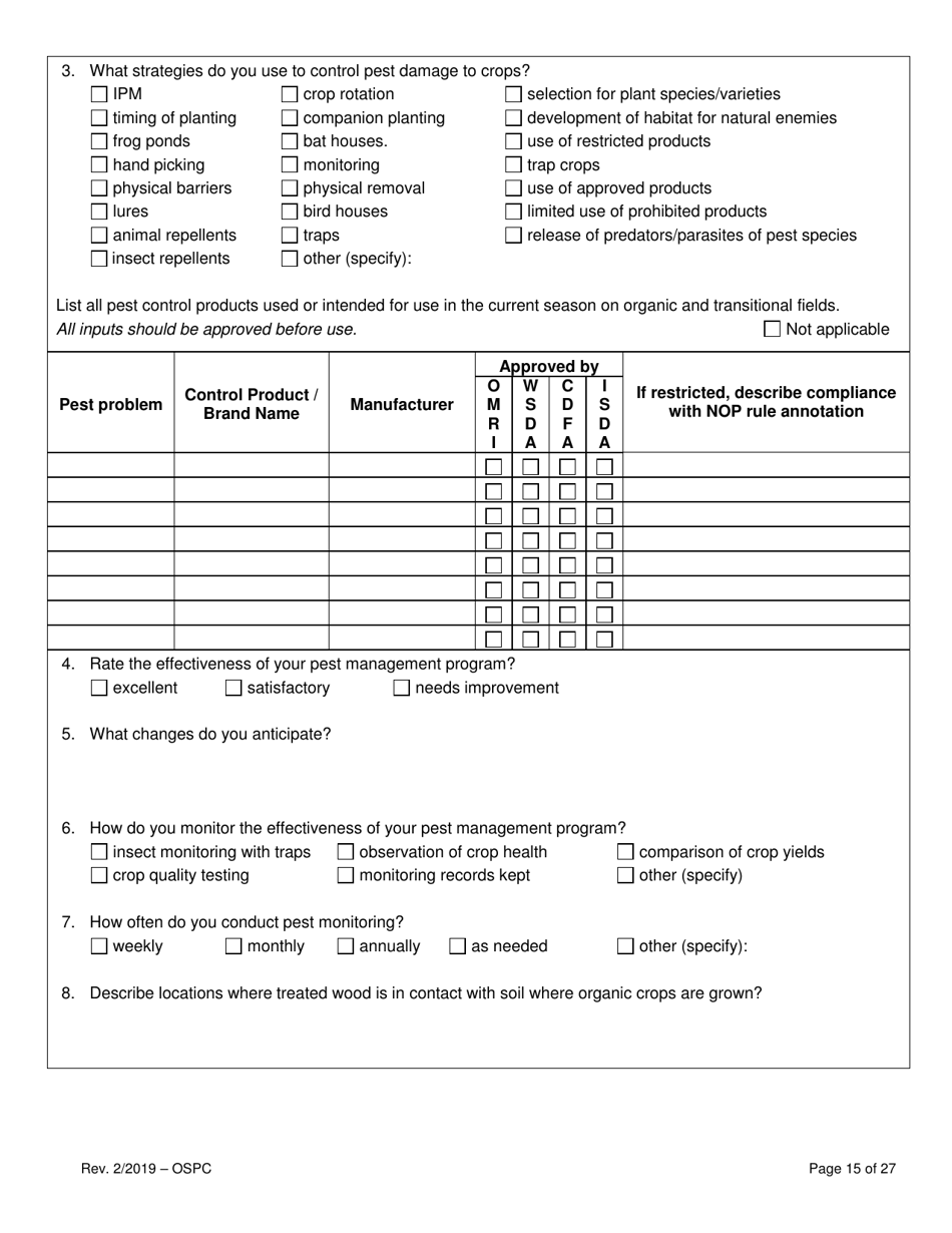 Organic System Plan for Crops - Idaho, Page 15