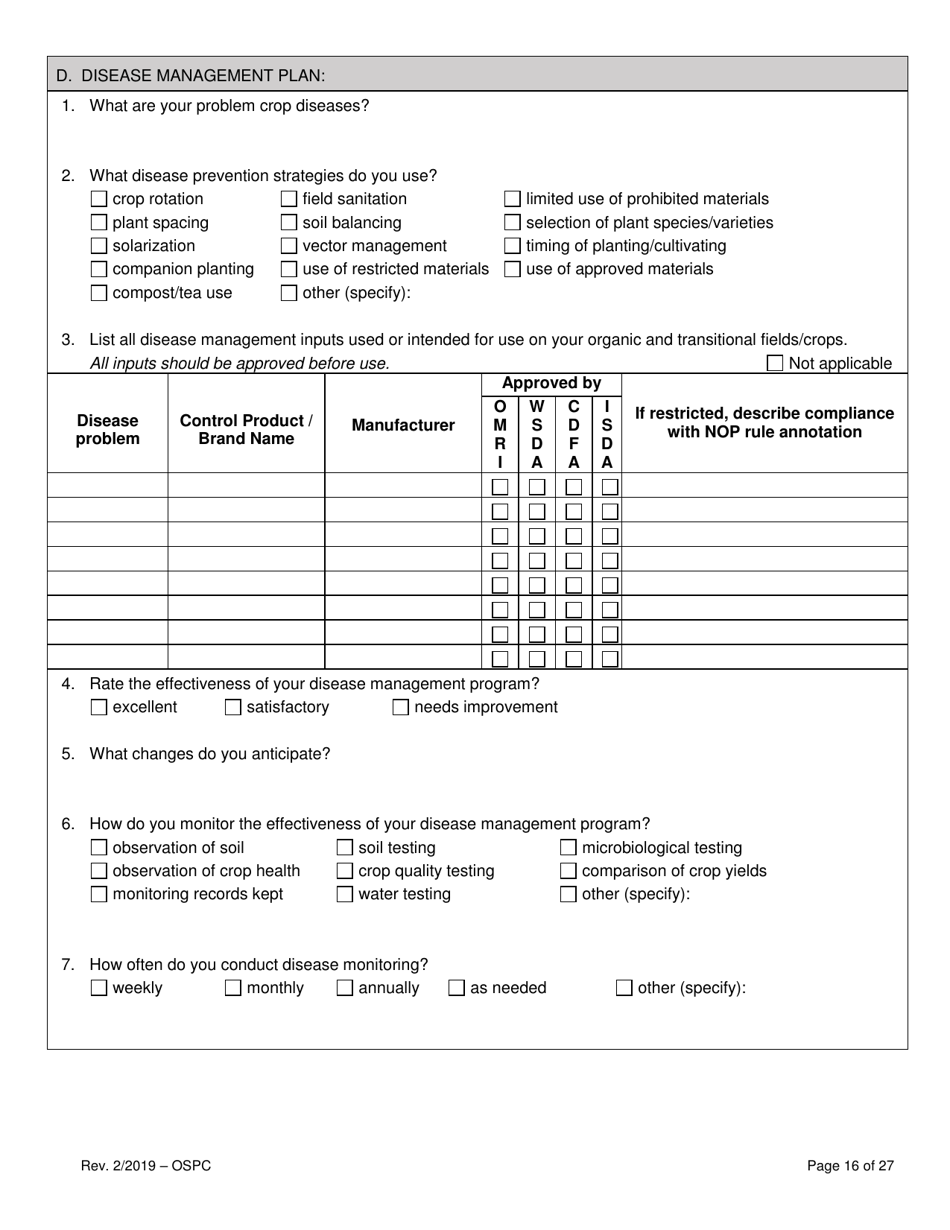 Organic System Plan for Crops - Idaho, Page 16